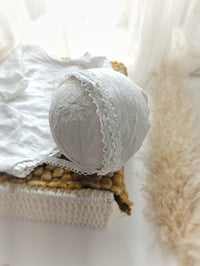 Image 3 of Newborn Photo Prop Set | bodysuit for Photoshoot |  Esme | bonnet | off white