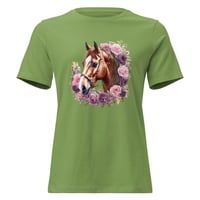 Image 7 of Women's Relaxed T-Shirt, Floral Majesty Horse Tee