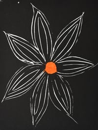 Image 2 of Flower linocut print with chine collé 