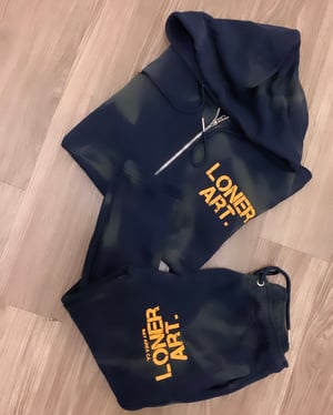 Image of Loner Art Sprayed Sweatsuit (Navy&yellow)