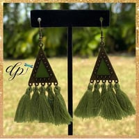 Image 4 of Triangle Dangle Drop Tassel Earrings!