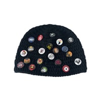 Image 1 of Black Fitted Beanie w/ Buttons