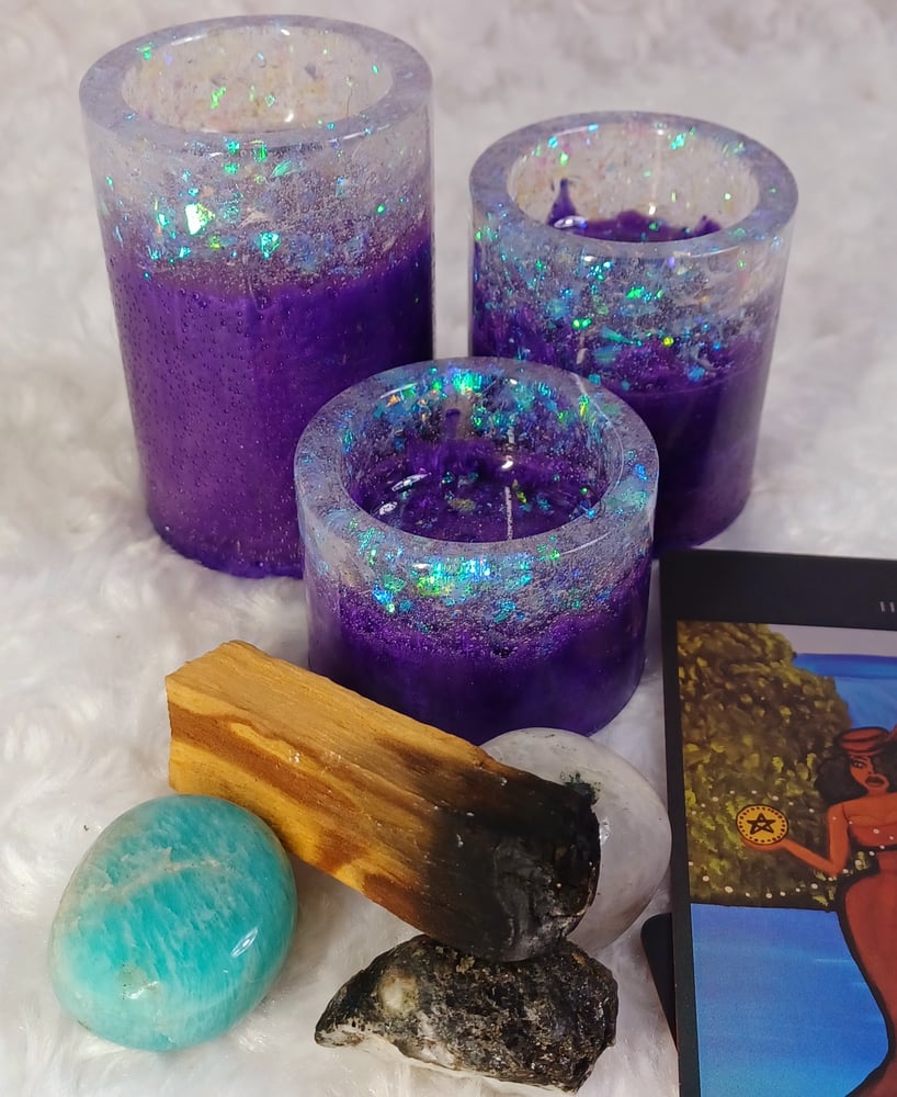 Image of Purple Aura tea light holders