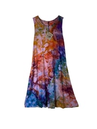 Image 2 of S Knit Pocket Tank Dress in Earthy Rainbow Watercolor Ice Dye