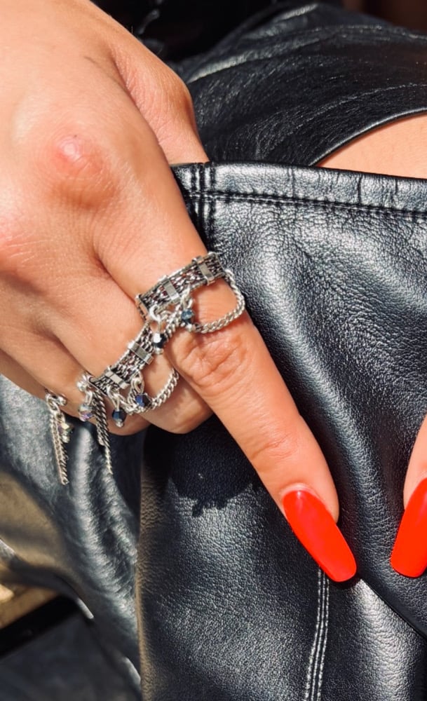 Image of Bague India Argent noir