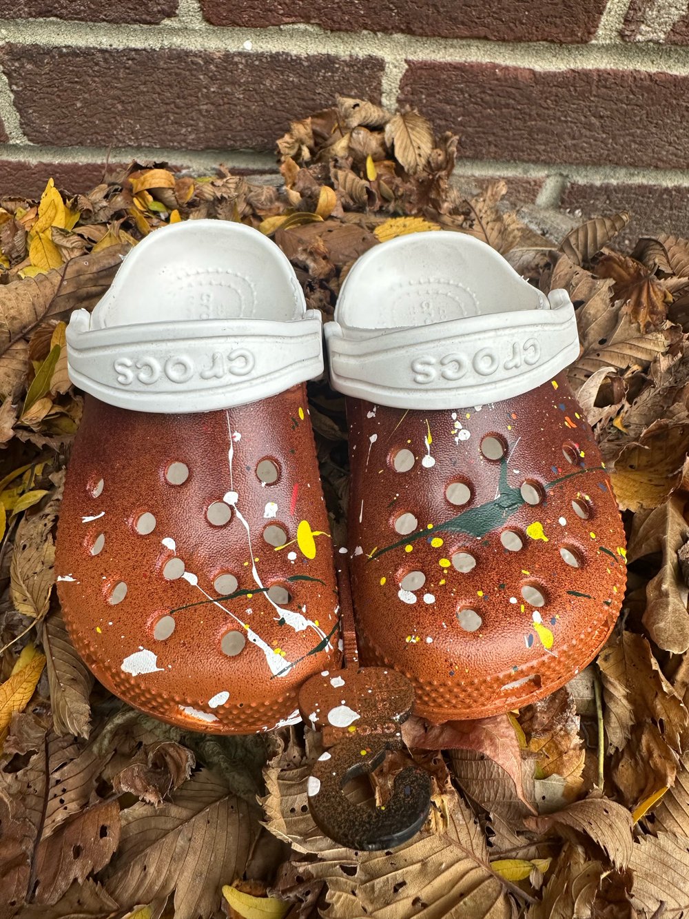 Image of Custom Painted Brown Kid Crocs By Phillip Simpson