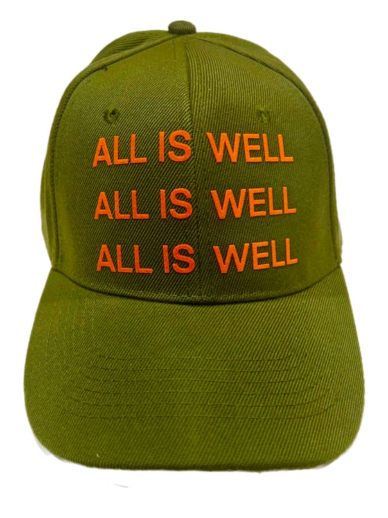 Image of ALL IS WELL 3X DOPE DAD CAP (OLIVE +ORANGE)