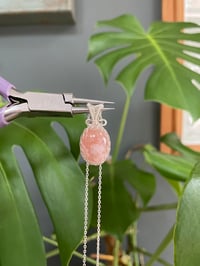 Image 4 of Silver Flower Agate Oval Crystal Necklace