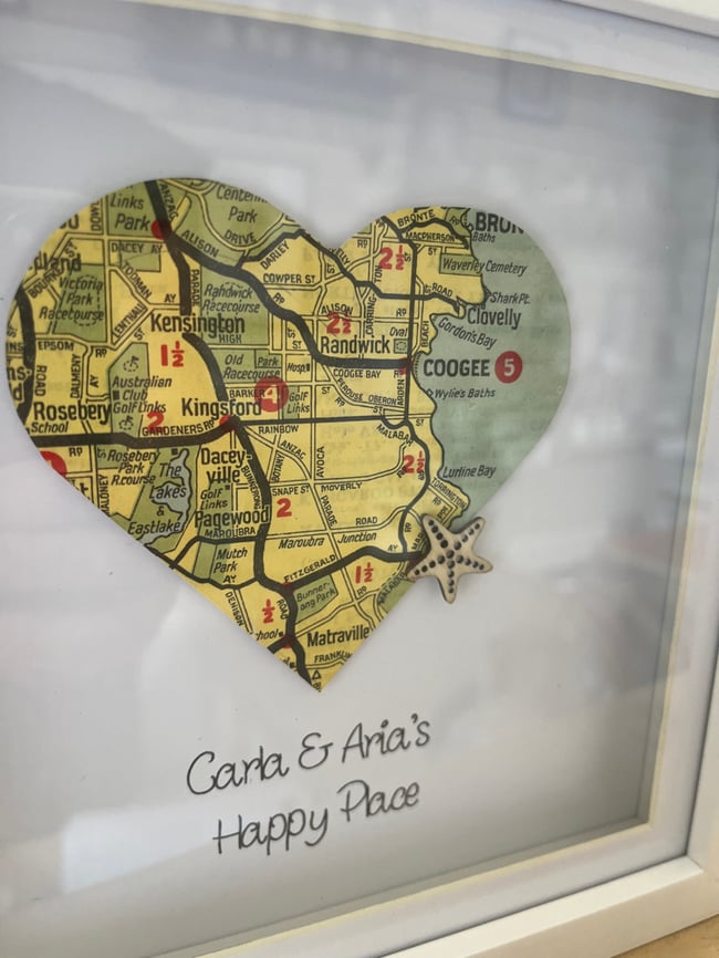 Personalised Vintage Map Heart (Framed) copy