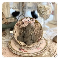 Image 1 of Etta-Mae a grey and dusty pink Handmade teacup elephant