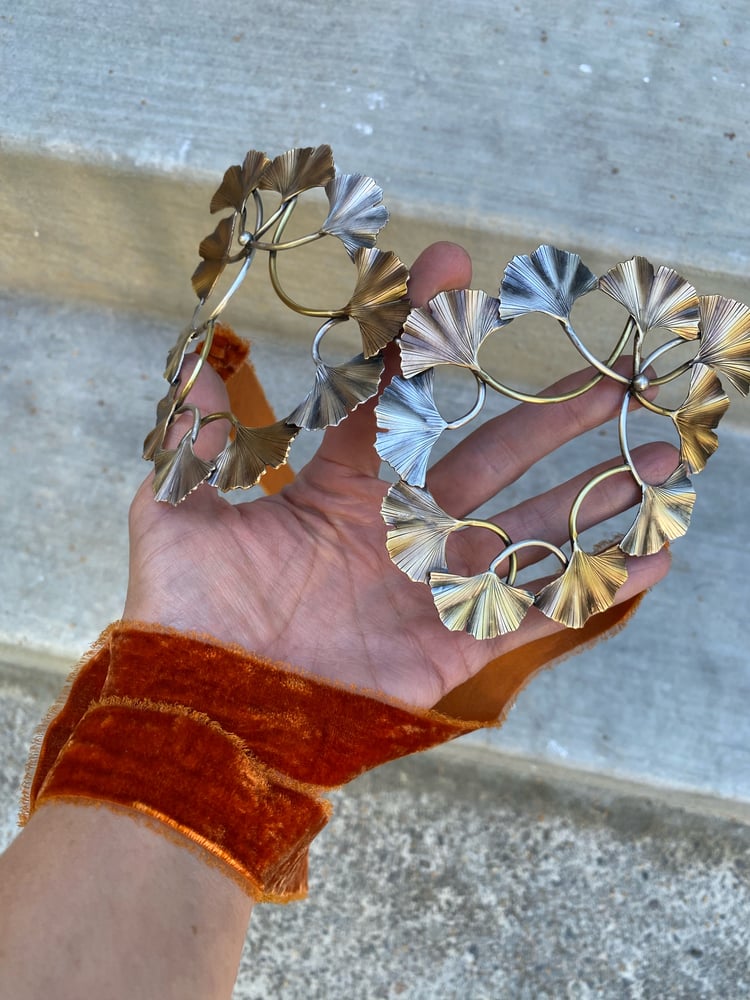 Image of Art Nouveau Ginkgo Brass Sterling Mask