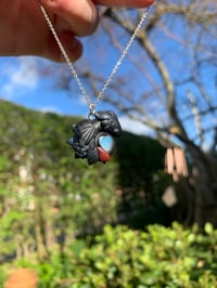 Image 3 of Sterling Silver Night Dragon Heart Necklace