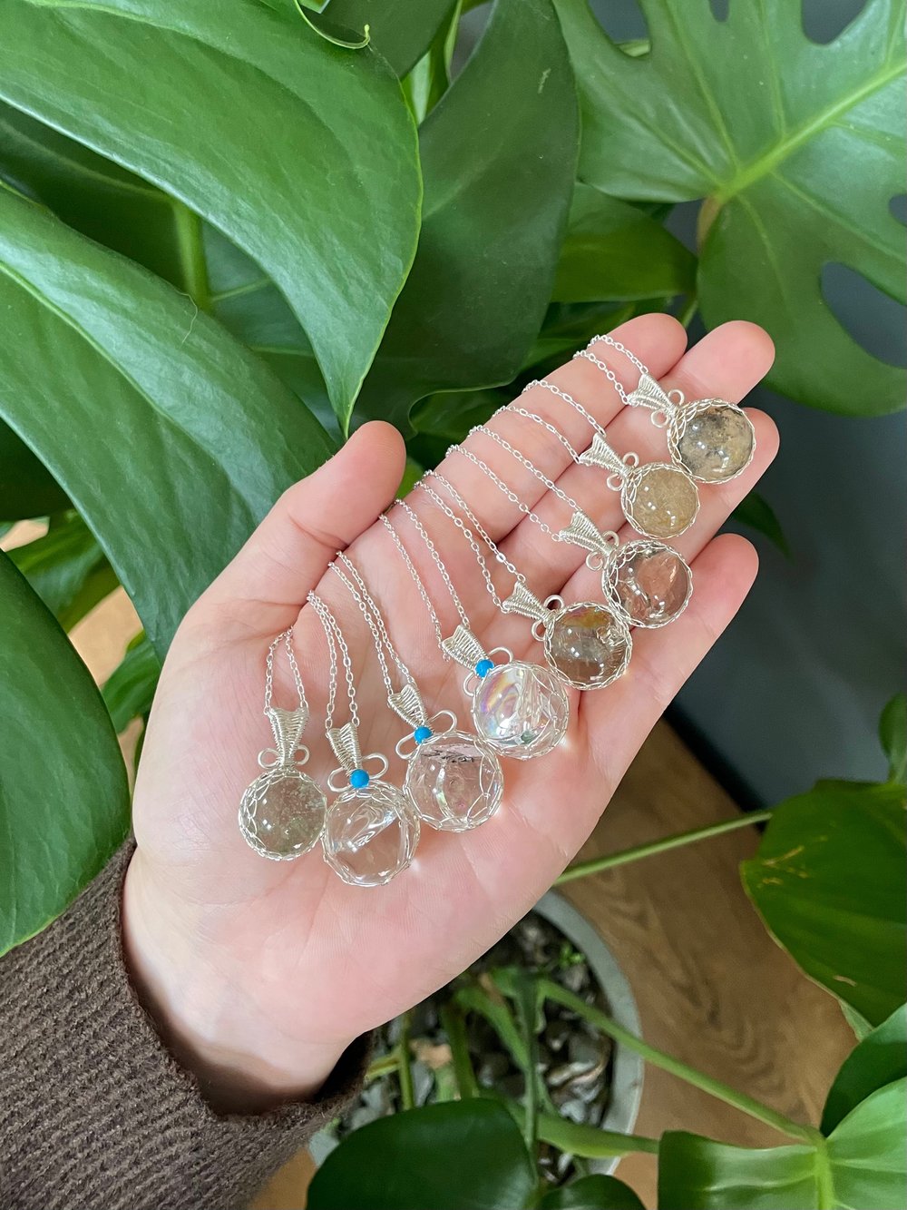 serene sphere crystal necklaces!