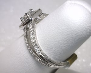 Image of 14K White Gold Diamond Engagement Ring (.33ct Cushion Center
