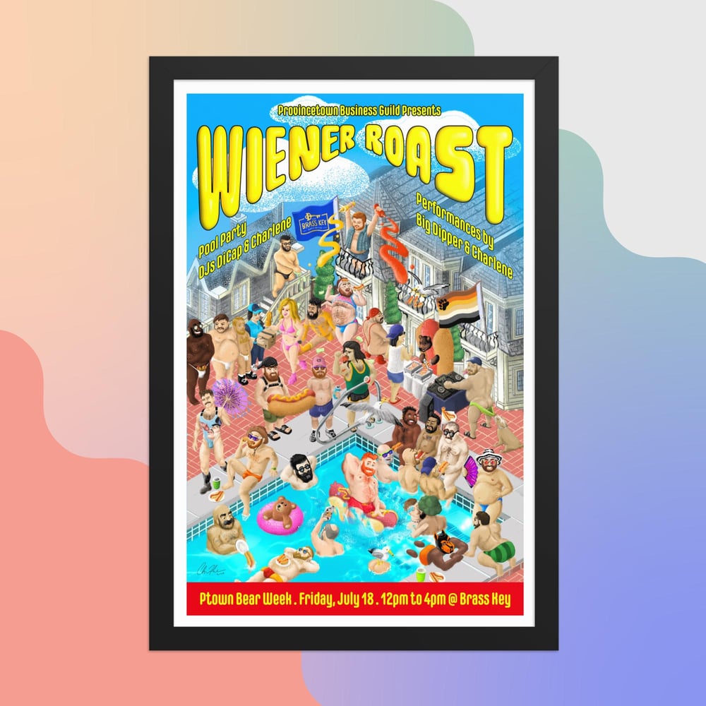 Image of 2025 Ptown Wiener Roast 12x18 in Framed Poster (Black)