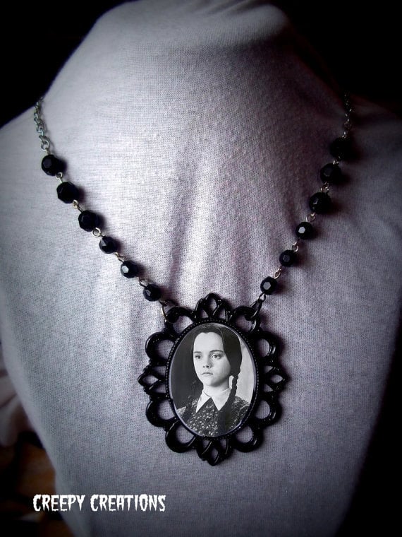Image of Wednesday Addams Rosary Gothic Necklace