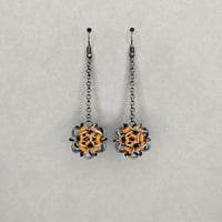 Neon Orange + Matte Grey Dodecahedron Earrings