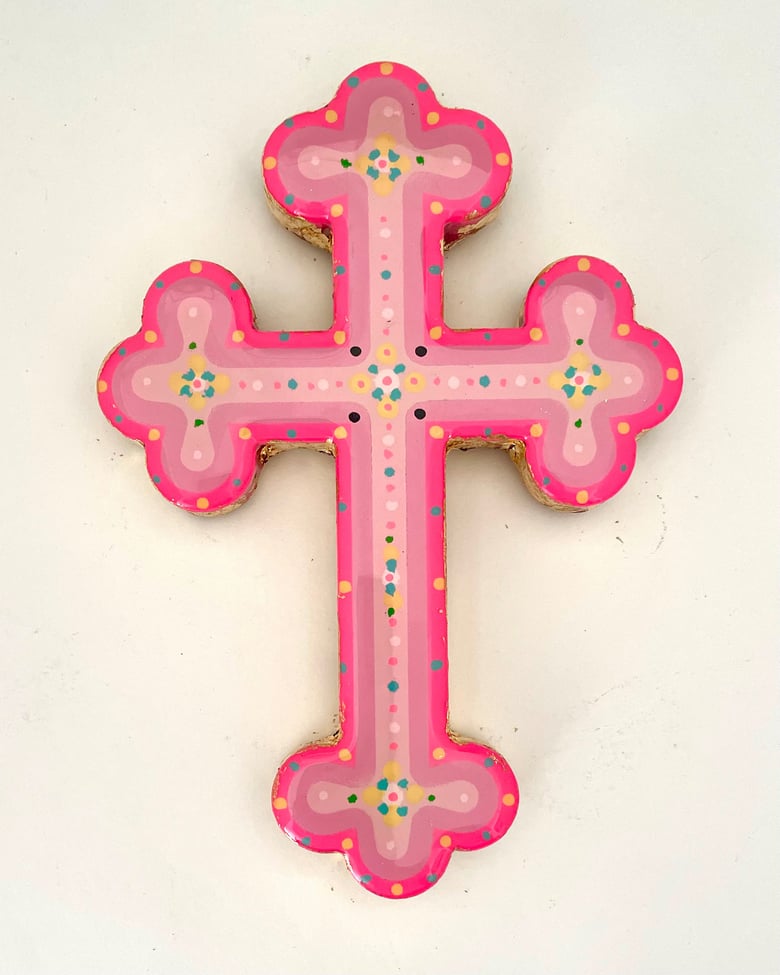 Image of Floral Cross Small Pink/Light Pink/Hot Pink 