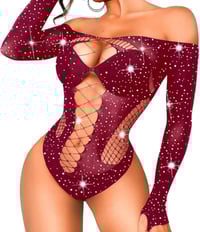 Image 9 of Long Sleeve Rinestone Bodysuit 