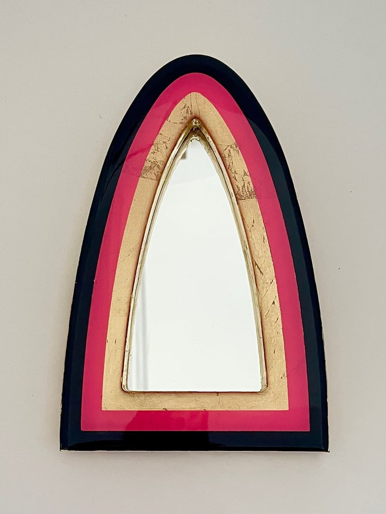 Image of Arch Tri Mirror Navy Blue/Hot Pink/Gold 20cm x 13cm