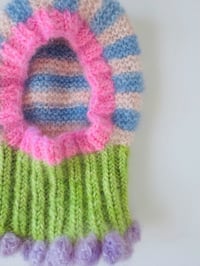 Image 4 of Sofie and Iris Striped Pastel Blue, Cream, Pink, Green and Lavender Mohair Balaclava