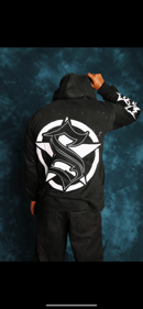 Image 1 of Black Distressed Hoodie 