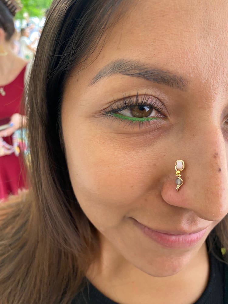 Image of Sea shell and labradorite nose ring