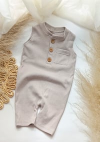 Image 1 of Baby Boy Onesie for Photoshoot | Jeremy | neutral beige | 12 months | ribbed fabric