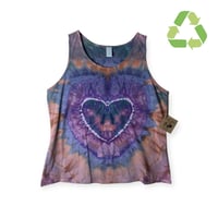 Image 1 of ♻️ UPCYCLED XL Ladies Heart Tank in Muted Ice Dye