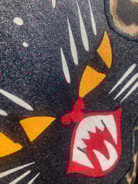 Image 10 of Black cat patch leopard large lined tote bag