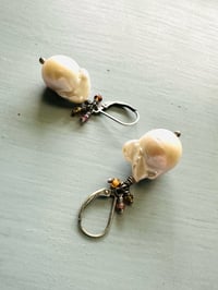 Image 1 of luxe baroque pearl earrings with tourmaline fringe