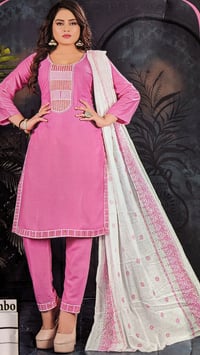 Image 1 of KSV81021-Soft Rayon Cotton Kurtha Set