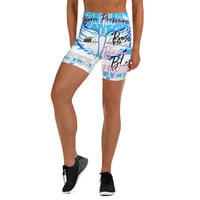 Image 1 of BOSSFITTED Baby Blue and White Born Pressure Yoga Shorts