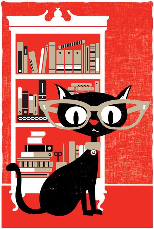 Image of Black Cat Lucky 13 Art Print