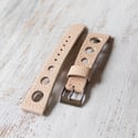 Natural Pigskin Strap In Rally Style - Stitchless