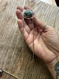Image 3 of hair fork - green zebra Jasper 