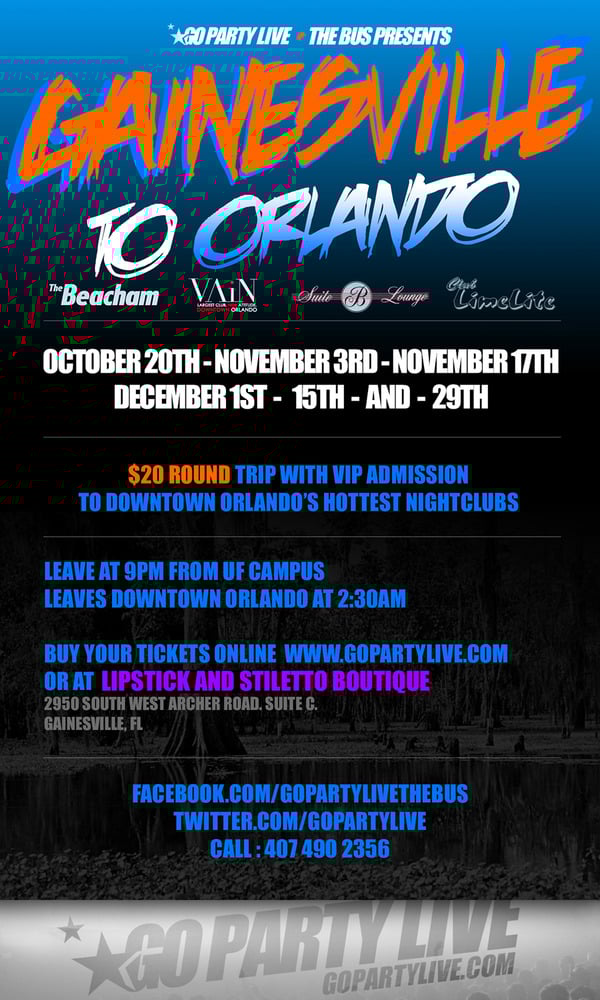 Image of Gainesville To Orlando Downtown Party Bus