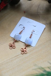 Image 4 of Chalcedony Copper + Clover Earrings