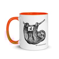 Image 10 of Hanging Around Sloth Ceramic Coffee Mug Line Art by CrystalsArtPaws