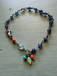Image 6 of wire wrapped kyanite and gemstone bracelet