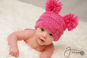 Image of Newborn Baby Hat "Little Miss Checker Head" in Hot Pink
