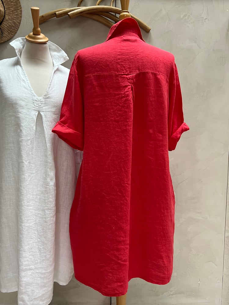 Image of Robe En Lin Daphné Coquelicot