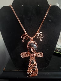 Image 1 of Copper Obsidian Ankh Necklace 