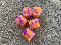 Image 1 of Purple orange shred beads with invisible green glow