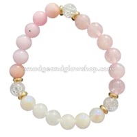 Image 4 of Rose Quartz, Pink Opal, White Quartz & Crackle Clear Quartz Bracelet