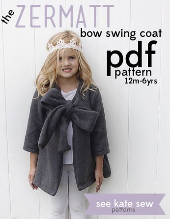 Image of the ZERMATT bow swing coat PDF pattern