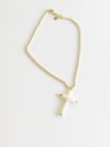 PEARL CROSS CHARM NECKLACE
