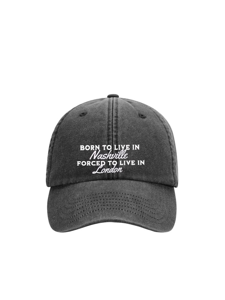 Image of Born to live in Nashville forced to live in… embroidered custom denim baseball cap 