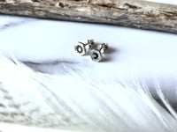 Image 1 of Handmade Sterling Silver Tiny Sun & Crescent Moon Stud Earrings