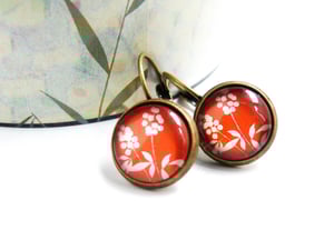 Image of Dormeuses 'Tangerine' fleurs oranges et blanches